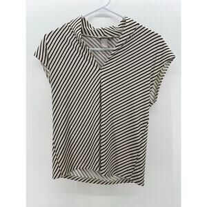 H&M Beige Black Stripe Top size XS